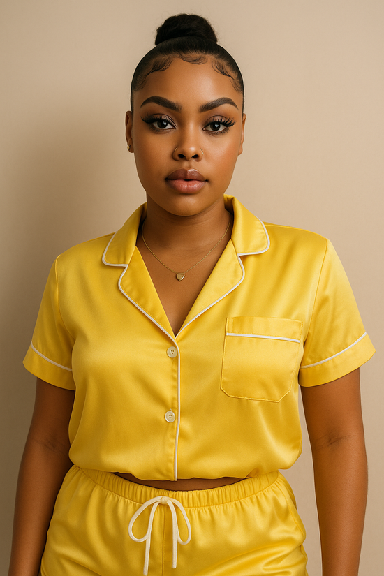Yellow Satin PJ Set
