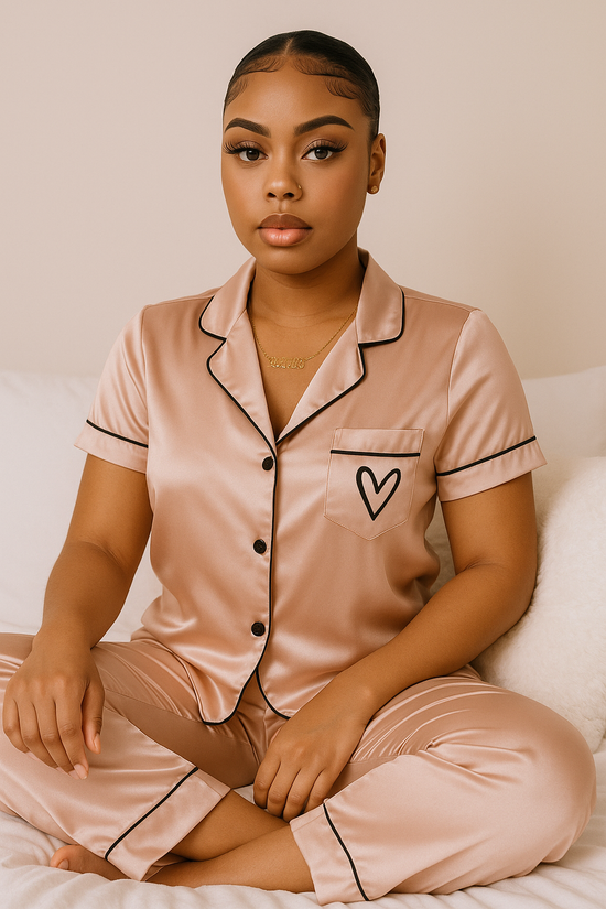 Pink Satin Pants PJ Set