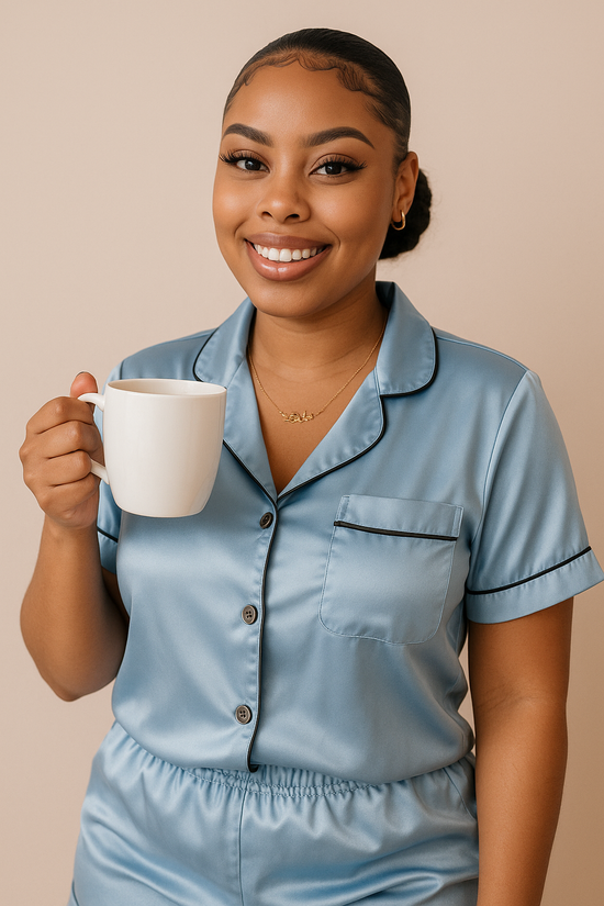 Baby Blue Satin PJ Set