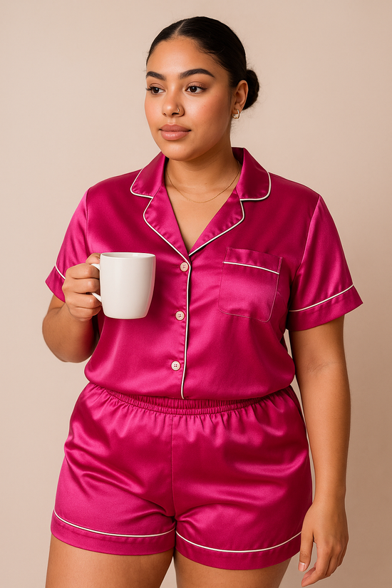 Rose Pink Satin PJ Set