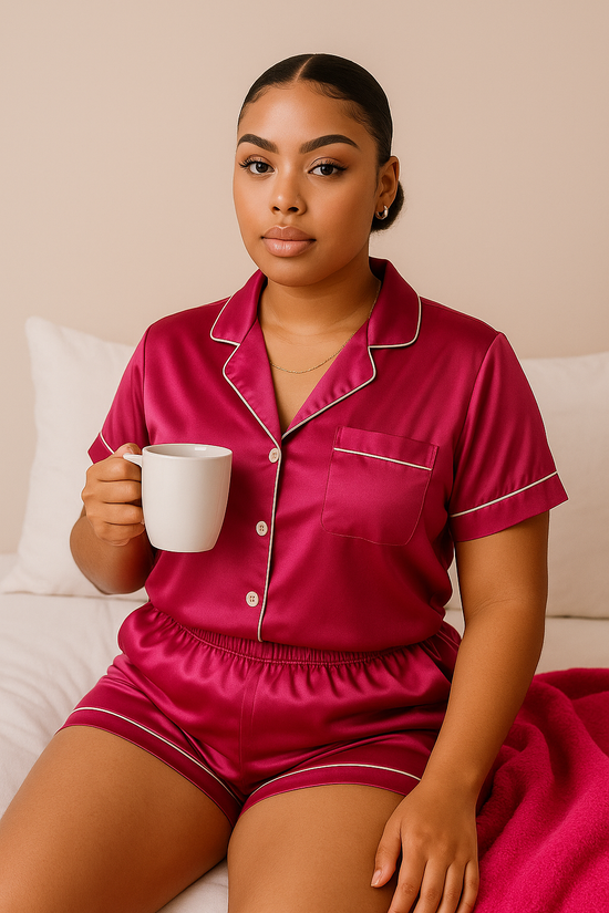 Rose Pink Satin PJ Set