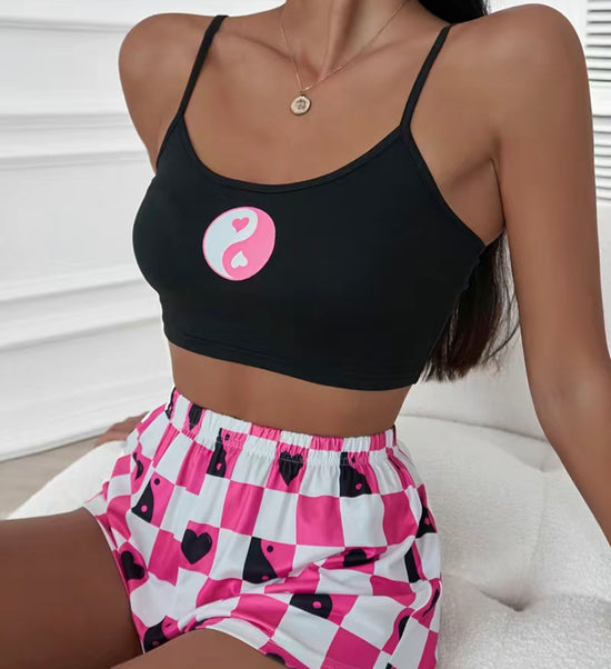Ying-Yang Heart Pattern PJ Set